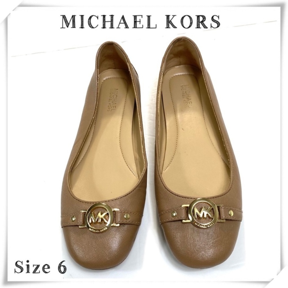 Michael Kors Square toe Driving Ballet Flats Shoes in Tan Brown Size 6